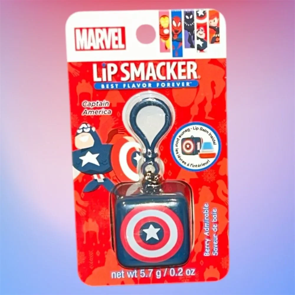 Kids Marvel Captain America Lip Smacker balm Cube Keychain Berry Admirable